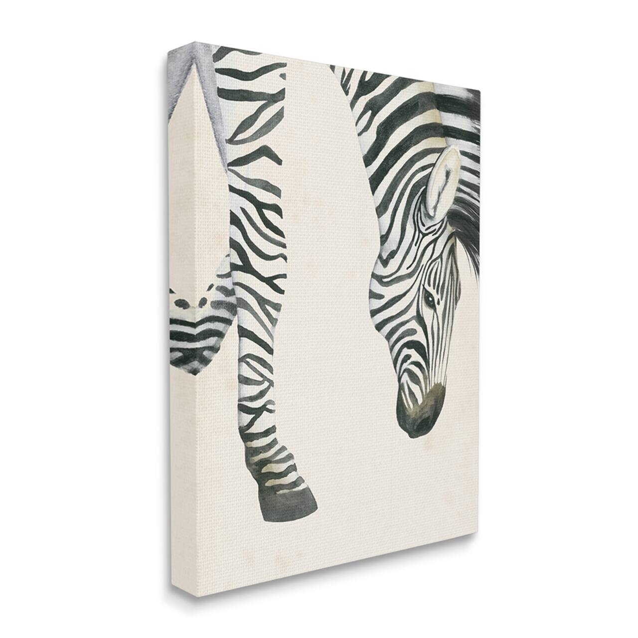 Stupell Industries Zebra Grazing Striped Safari Animal Hoof Detail Canvas Wall Art